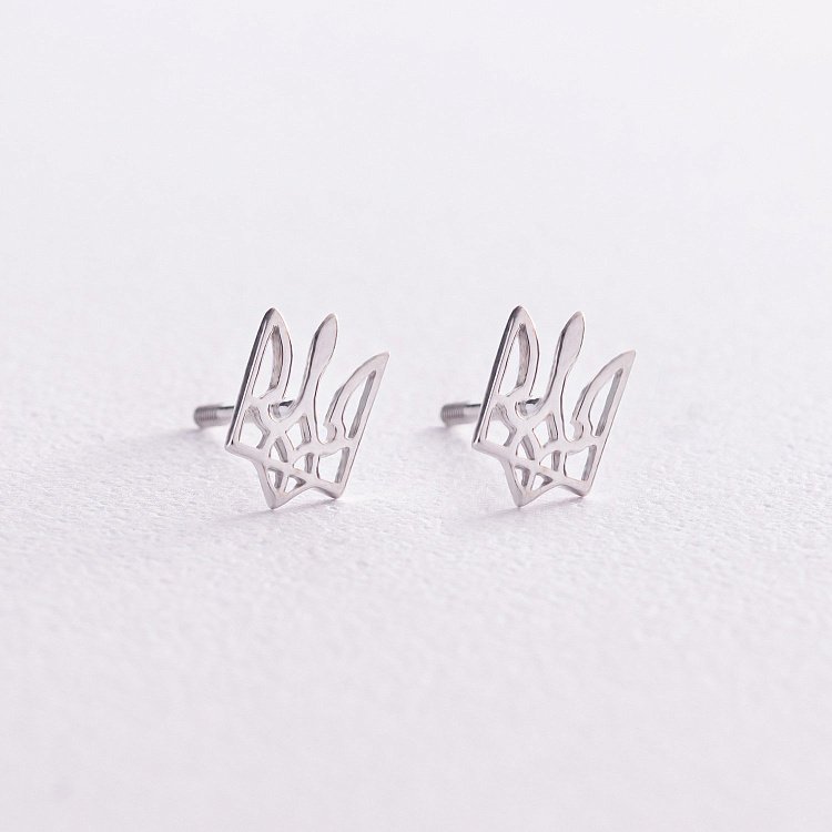 Золоті сережки-пусети "Герб України - Тризуб" с07943 від ювелірного магазину Онікс