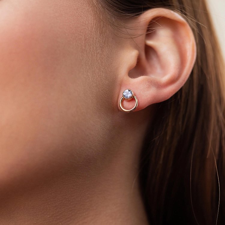 Серьги - пусеты "Эйприл" с топазами (красное золото) с08230 от ювелирного магазина Оникс - 4