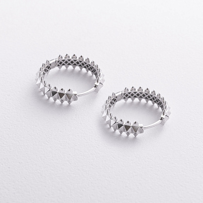 Серьги - кольца в белом золоте с09331 №2