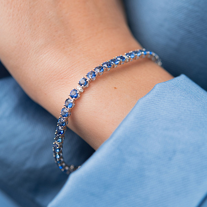 Золотий браслет з сапфірами і діамантами бб0062nl №7