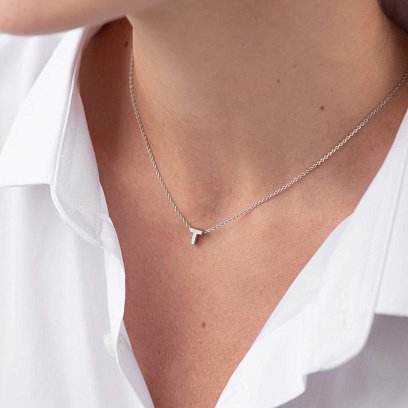 Серебряное колье с буквой "Т" 1105 Т №6