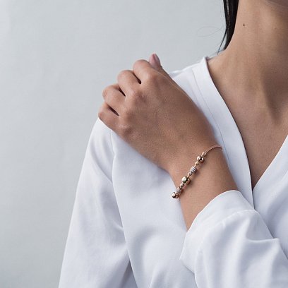 Золотой браслет с фианитами б02983 №9