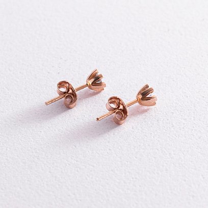 Золоті сережки-пусети з фіанітами с05815 №3