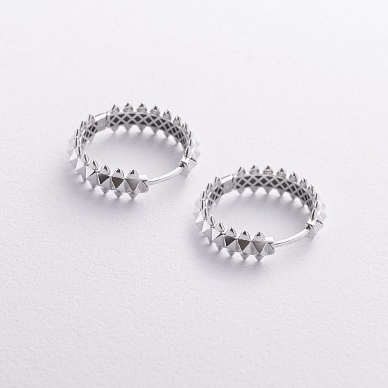 Серьги - кольца в белом золоте с09331 №3