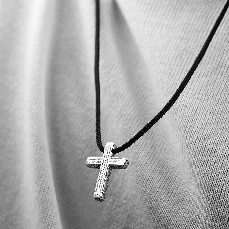 Православный серебряный крест "Отче наш" на шнурке 181272 от ювелирного магазина Оникс - 3