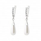 Срібні сережки (штучні перли, фіаніт) 121626 от ювелирного магазина Оникс