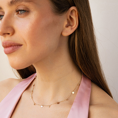 Кольє "Монетки" у червоному золоті (фіаніти) кол02624 №4