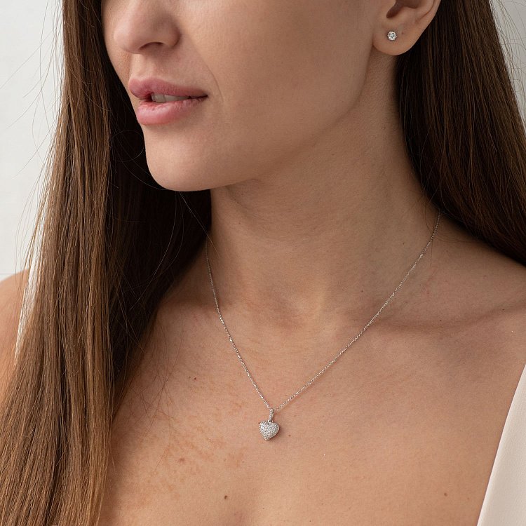 Золотой кулон "Сердце" с бриллиантами 190316ch - 1 Золотой кулон "Сердце" с бриллиантами 190316ch от ювелирного магазина Оникс - 1