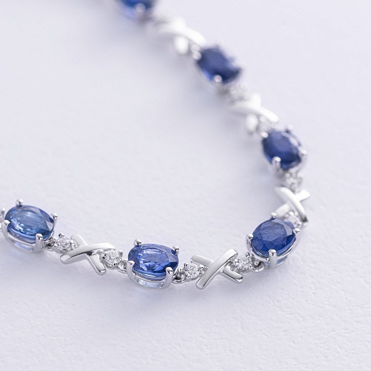 Золотий браслет з сапфірами і діамантами бб0040nl від ювелірного магазину Онікс - 2