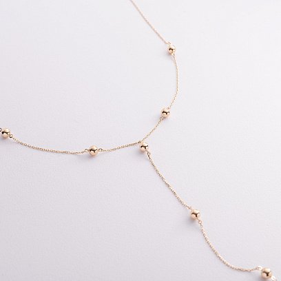 Кольє - краватка "Кульки" у жовтому золоті кол02590 №2