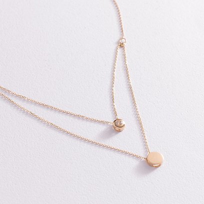 Кольє "Маленьке коло" з одним фіанітом (жовте золото) кол01563 №2