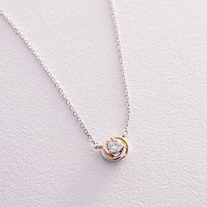 Срібне кольє з різнокольоровою позолотою (фіаніт) 181229