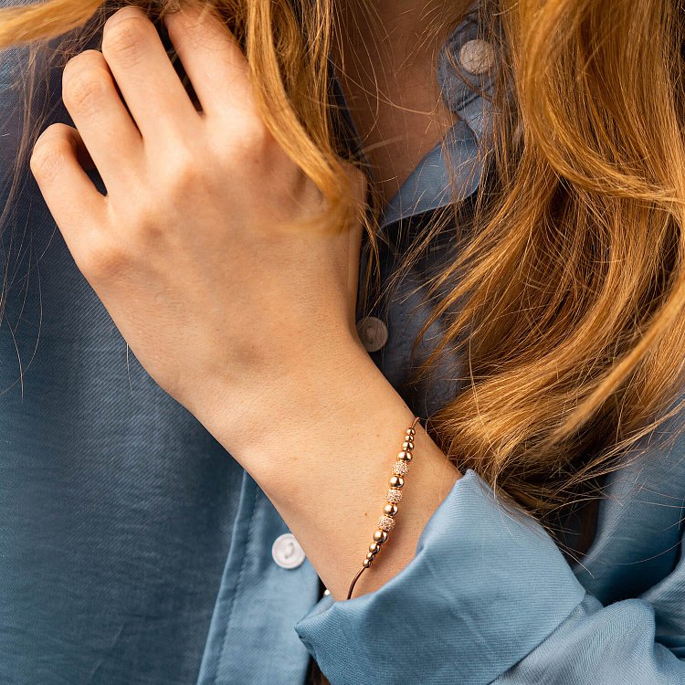 Браслет "Кульки" у червоному золоті (фіаніти) б04801 від ювелірного магазину Онікс - 3