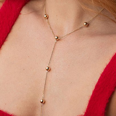 Кольє 2 в 1 "Кульки" у жовтому золоті кол02517 №2