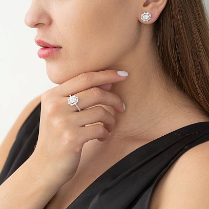 Золотые серьги-пусеты с бриллиантами сб0342di №2