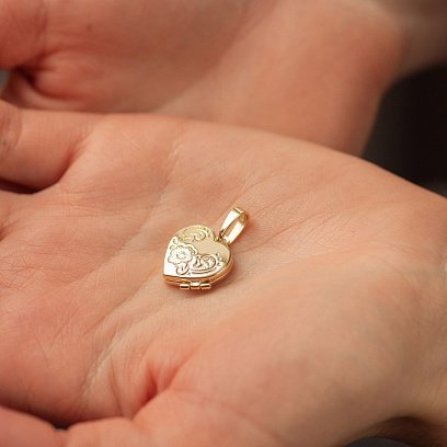 Кулон для фотографии "Сердечко" (желтое золото) п03893 №4