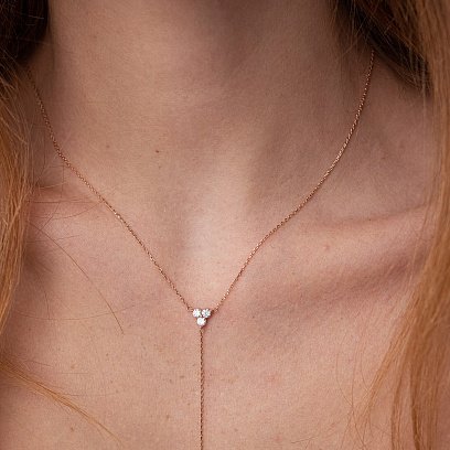 Золоте кольє - краватка з фіанітами кол02096 №3