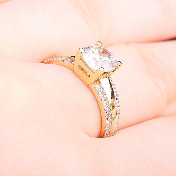 Золотое женское кольцо с фианитами к02451 от ювелирного магазина Оникс - 6