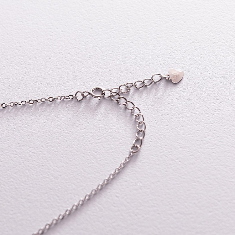 Срібне кольє - краватка з фіанітами 181177 від ювелірного магазину Онікс - 6