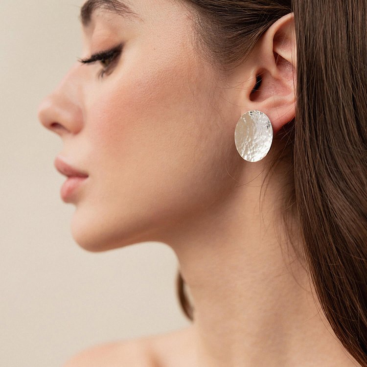 Большие серебряные серьги-пусеты "Солнечные зайчики" 122642 от ювелирного магазина Оникс - 8