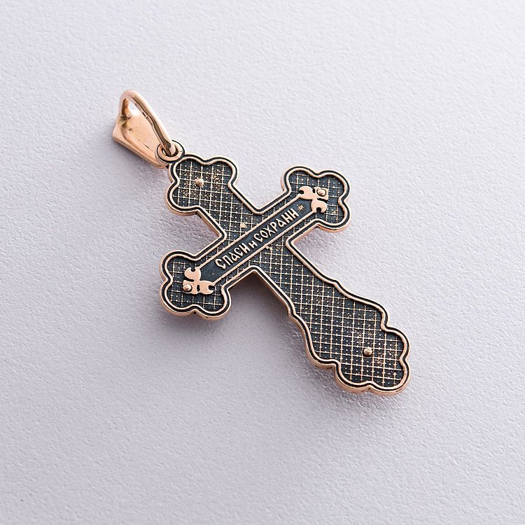 Православный крест "Распятие". Молитва "Спаси и сохрани" п01281 от ювелирного магазина Оникс - 1
