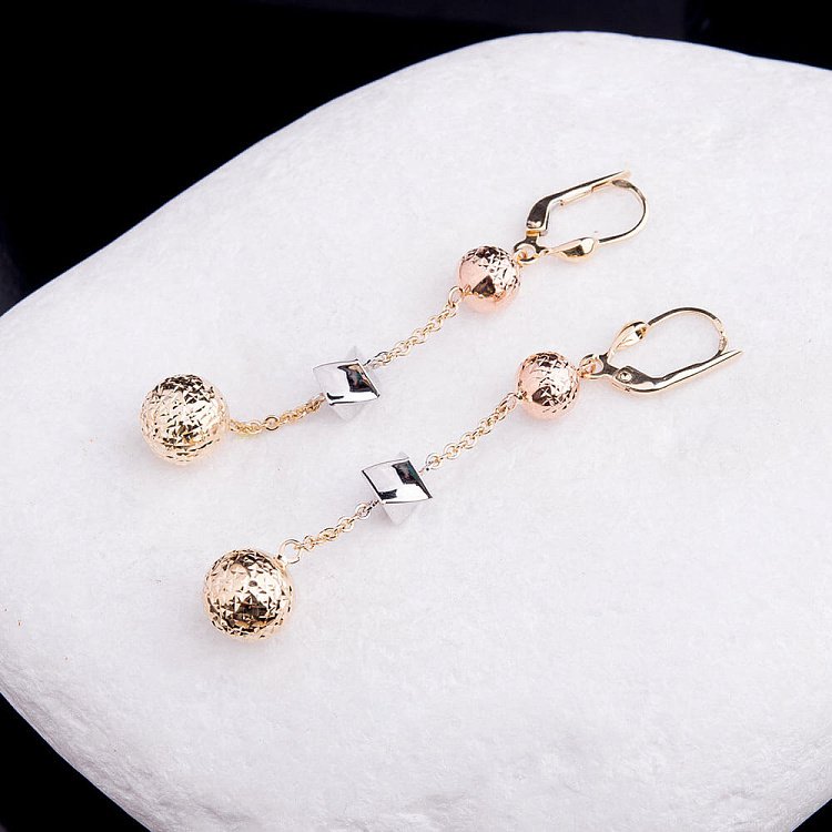 Золотые серьги "Шарики" с03831 от ювелирного магазина Оникс - 2