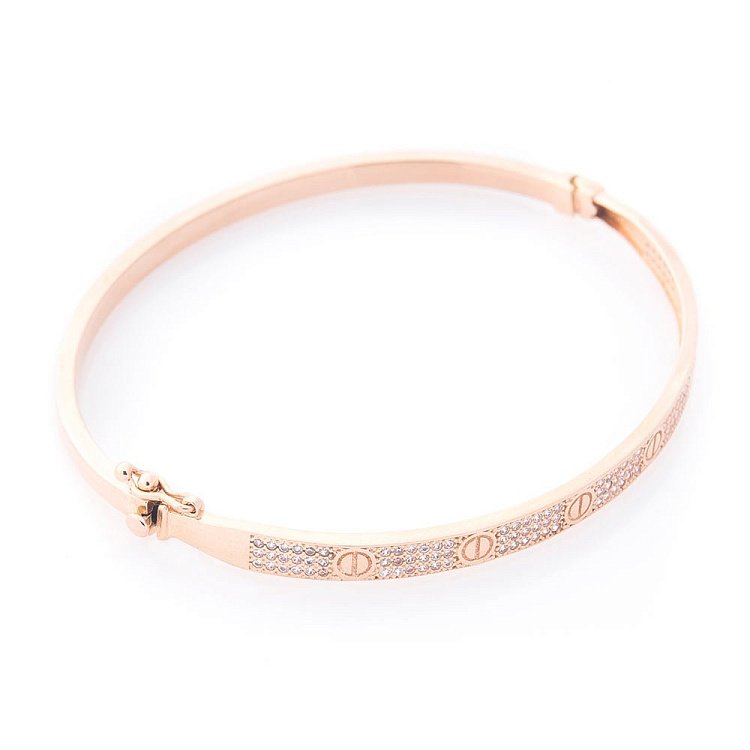 Жорсткий золотий браслет (фіаніти) б03678 від ювелірного магазину Онікс - 1