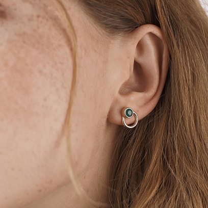 Сережки - пусети "Ейпріл" з оніксом (жовте золото) с08468 №4