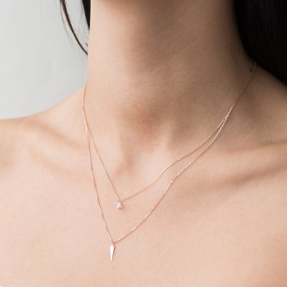 Двойное золотое колье с фианитом кол01526 №5