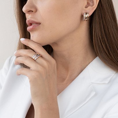 Золотые серьги с фианитами с06841 №2