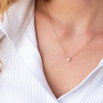 Кольє "Серце" з фіанітами (червоне золото) кол02295 №2