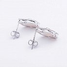 Срібні сережки з фіанітами і перламутром (родій) "Клевер" 121808 от ювелирного магазина Оникс - 1