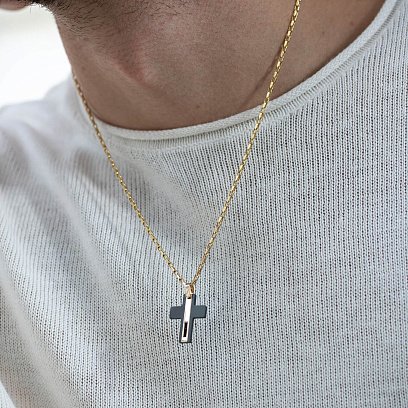 Крест из желтого золота (циркон, фианиты) 603-00006/1 №2