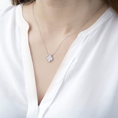 Срібне кольє з фіанітами 18210