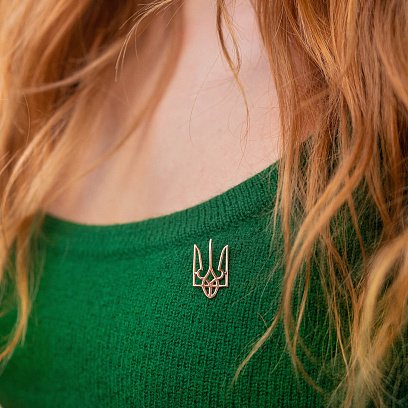 Золотая заколка "Герб Украины - Тризуб" зак00171 №2