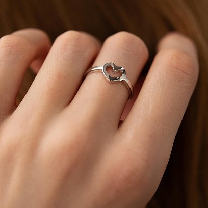 Кольцо "Сердечко" в белом золоте к07394 №15