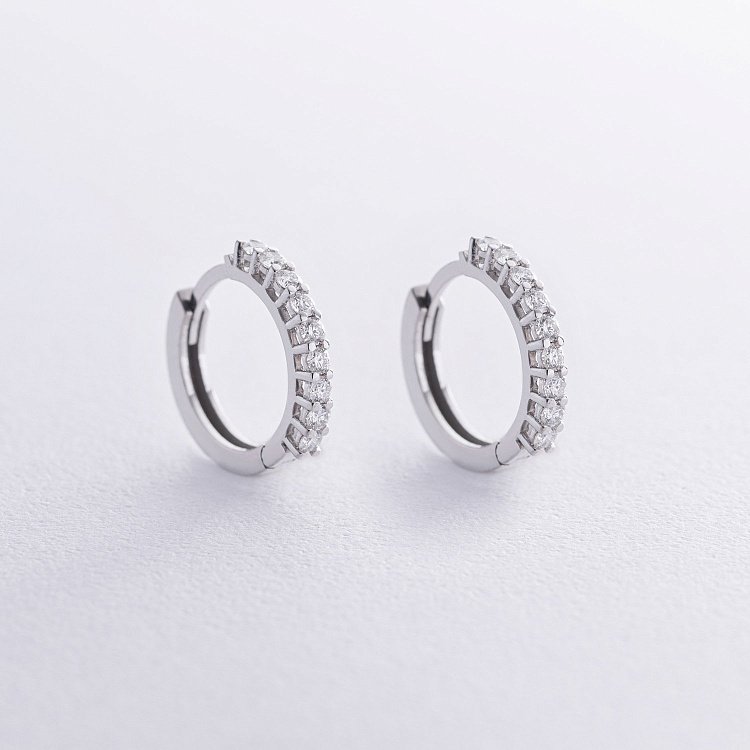 Золотые серьги - кольца с бриллиантами 314261121 от ювелирного магазина Оникс