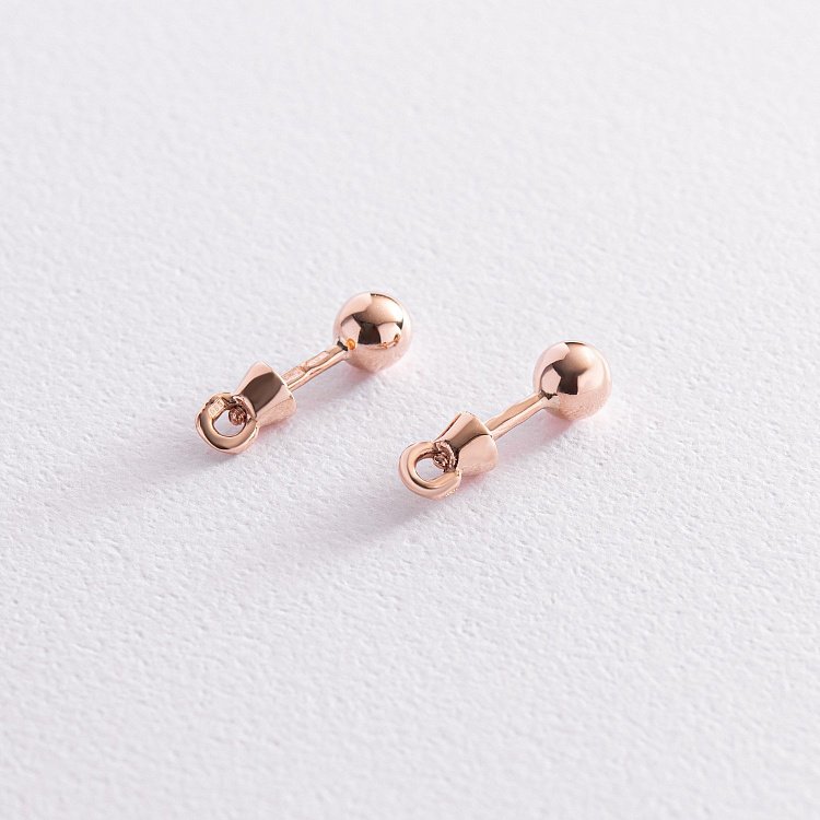 Золотые серьги - пусеты "Шарики" 580079 от ювелирного магазина Оникс - 3