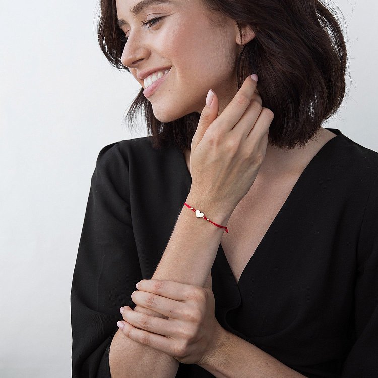Браслет с красной нитью "Сердце" б04207 - 5 Браслет с красной нитью "Сердце" б04207 от ювелирного магазина Оникс - 5