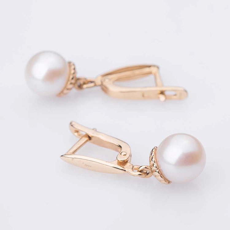 Золоті сережки з культ. прісн. перлами с03889 від ювелірного магазину Онікс - 2