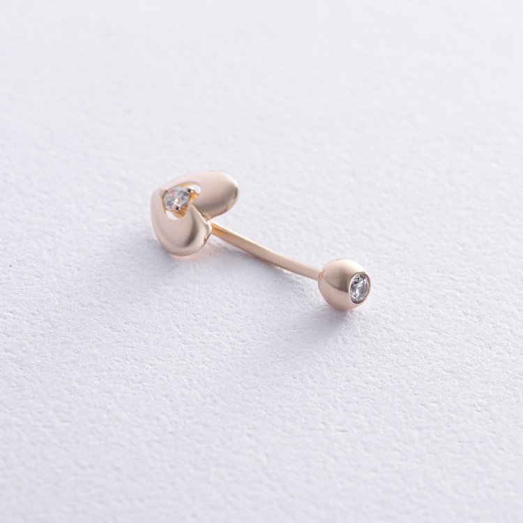 Золотий пірсинг у пупок "Сердечко" (фіаніт) пир00262 від ювелірного магазину Онікс - 1