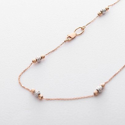 Золотой браслет на ногу с шариками б03690 №4