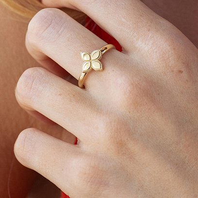 Кольцо "Клевер" в желтом золоте к07534 №4