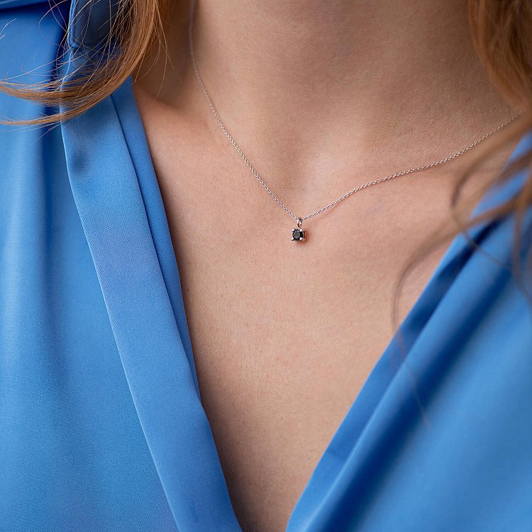 Золоте кольє з чорним діамантом колб0099y від ювелірного магазину Онікс - 5