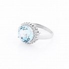 Срібний перстень з блакитним топазом і фіанітами 111433 от ювелирного магазина Оникс - 1