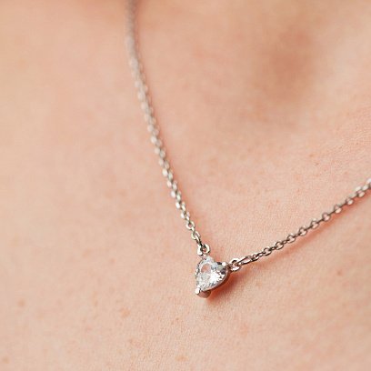 Срібне кольє "Сердечко" з фіанітом 1121 №4