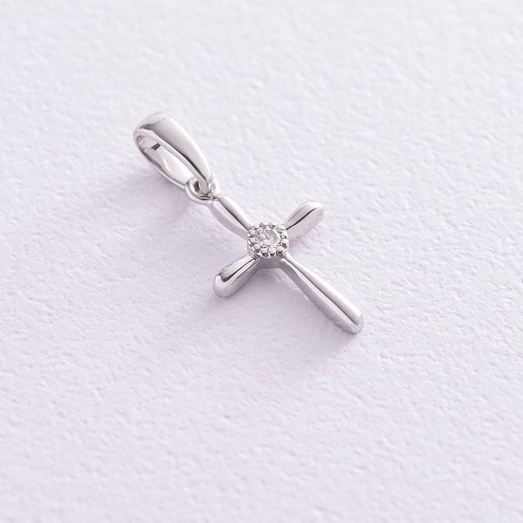 Золотой крестик с бриллиантом пб0248 от ювелирного магазина Оникс