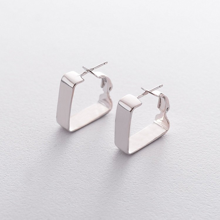 Срібні сережки на італійській застібці 122539 від ювелірного магазину Онікс