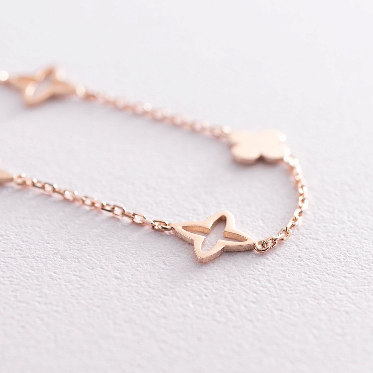 Браслет "Конюшина" в червоному золоті б04624 від ювелірного магазину Онікс - 2