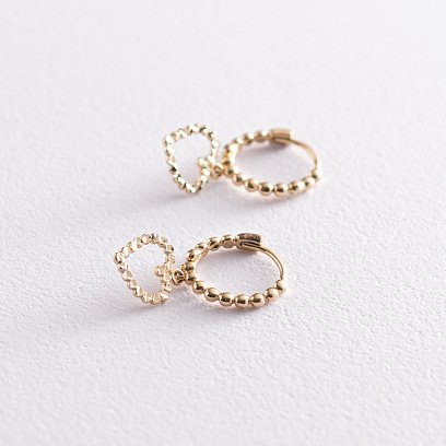 Сережки "Сердечки" в жовтому золоті с07103 №2